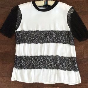 Zara Women | Unworn Black and White Lace Blouse
